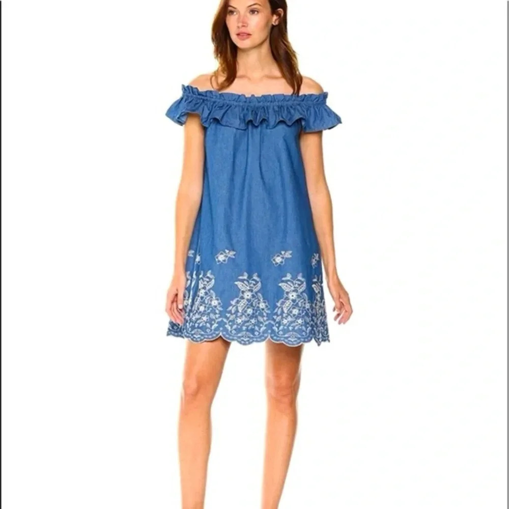 JOA Off the Shoulder Embroidered Dress - Size XS - NWT
